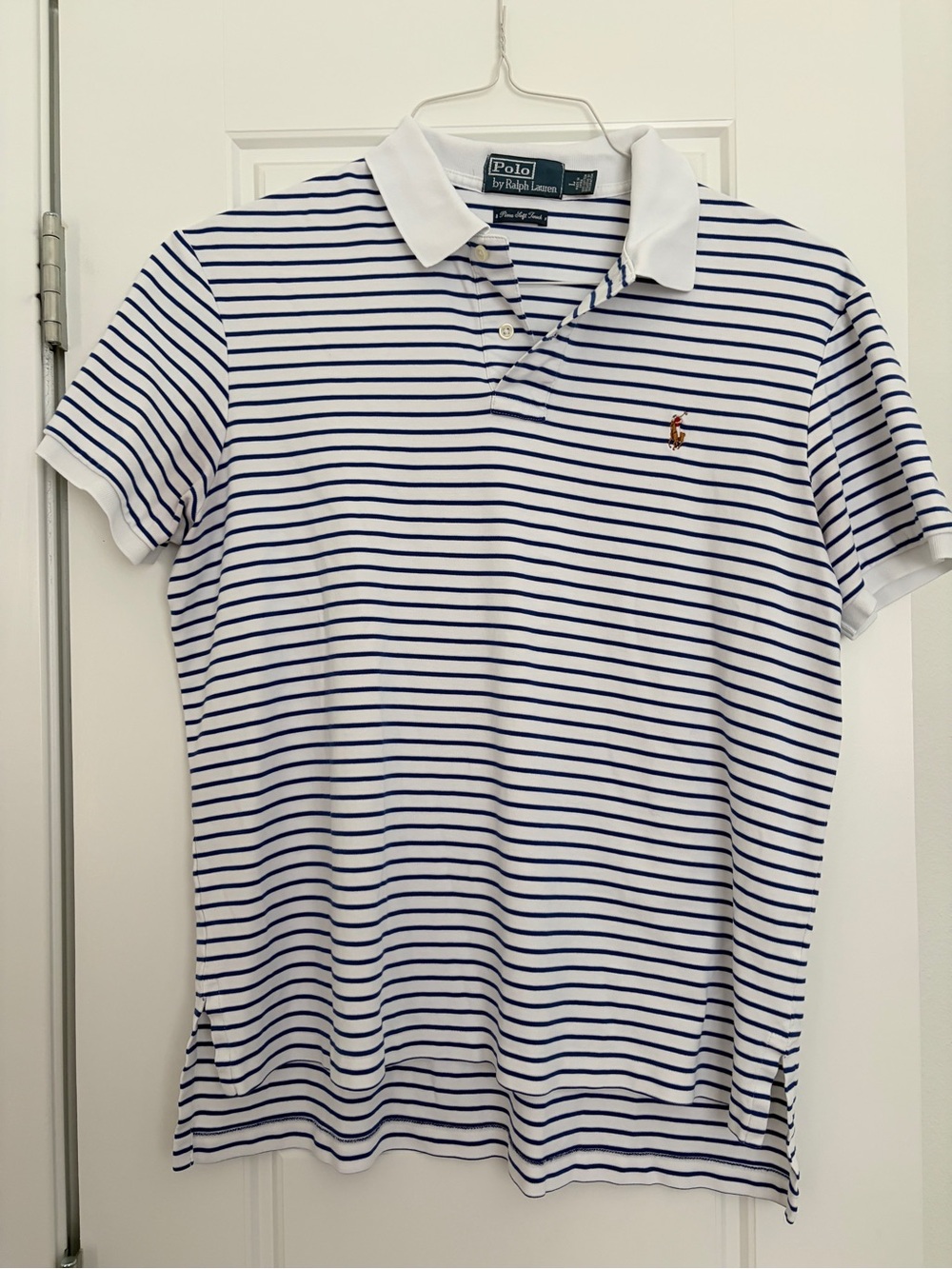 Polo by Ralph Lauren White & Royal Bkue Stripe with Colored Pony